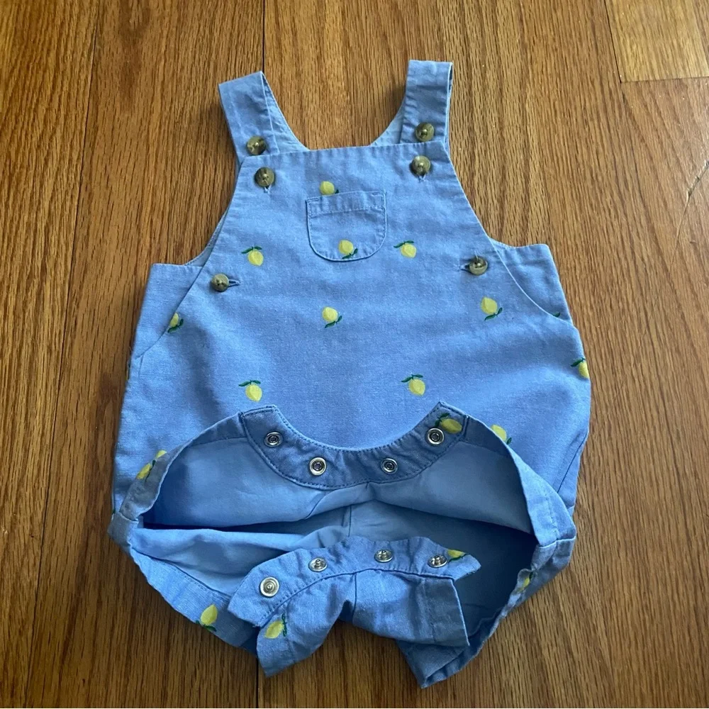 Janie and Jack Oxford Lemon Overall - Picture 6 of 9
